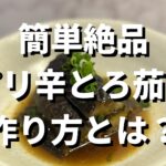 プロが作る簡単に出来る『とろっとろ』ピリ辛ナスの作り方とは?